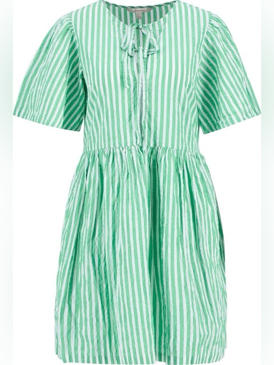 Barbour Dresses & Skirts - Barbour Green and White Striped Mini Dress